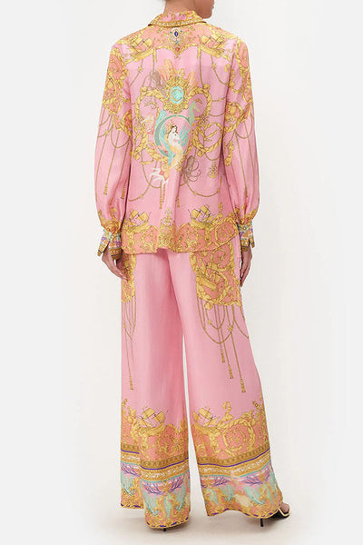 Mermaid Motel Unique Print Long Sleeve Loose Shirt & Elastic Waist Pants Set