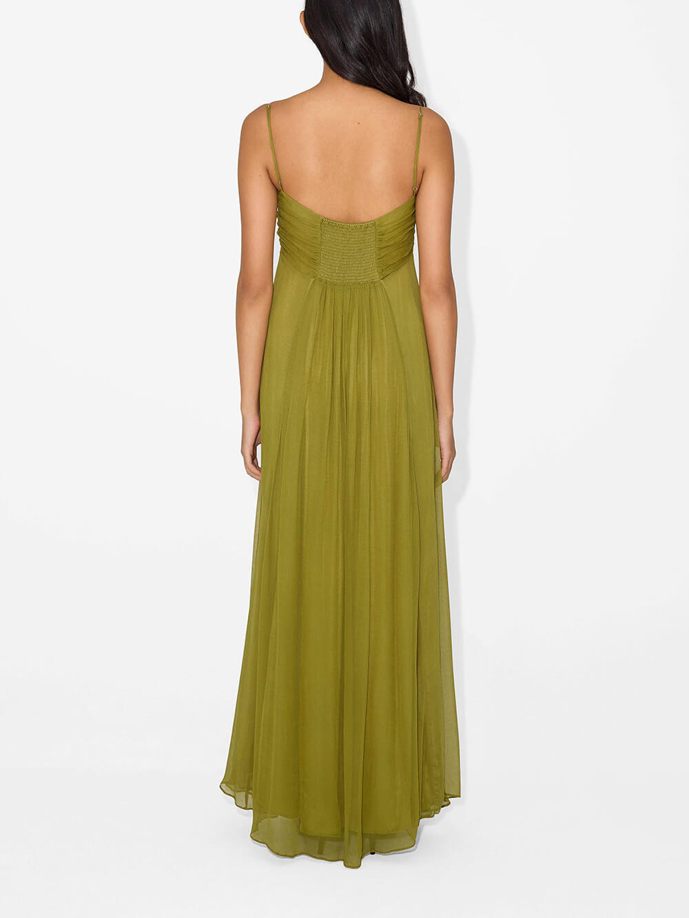 Elegant Back Smocked Maxi Dress with Metal Hollow Design