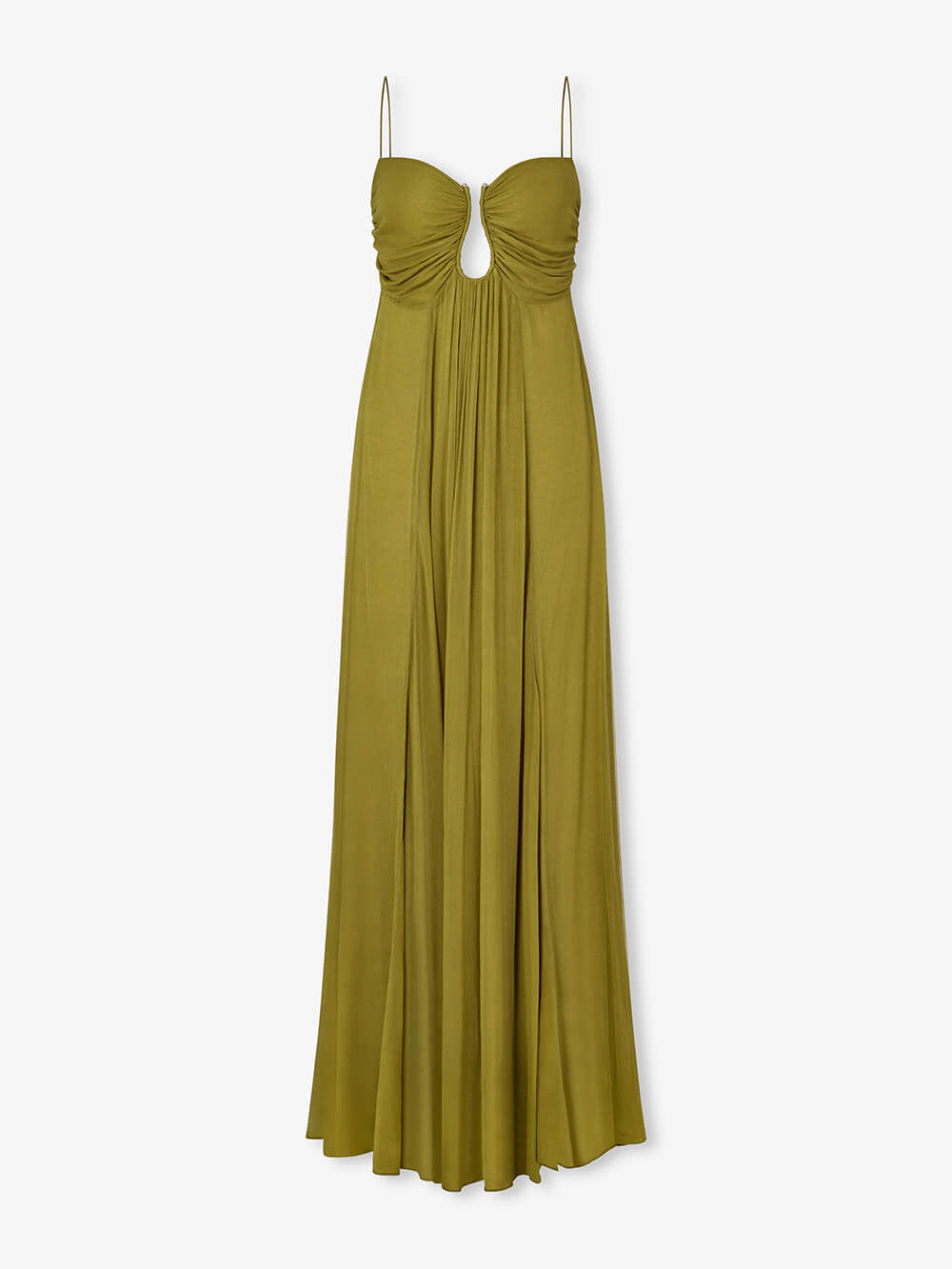 Elegant Back Smocked Maxi Dress with Metal Hollow Design