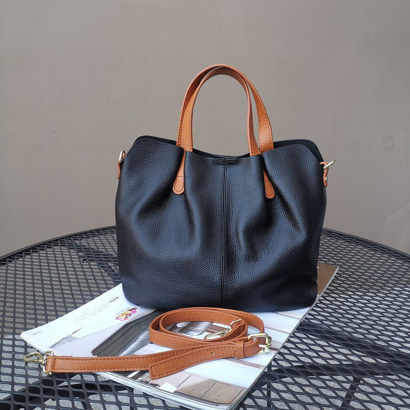 Ollie Genuine Leather Medium Tote Bag with Dual Carry Options