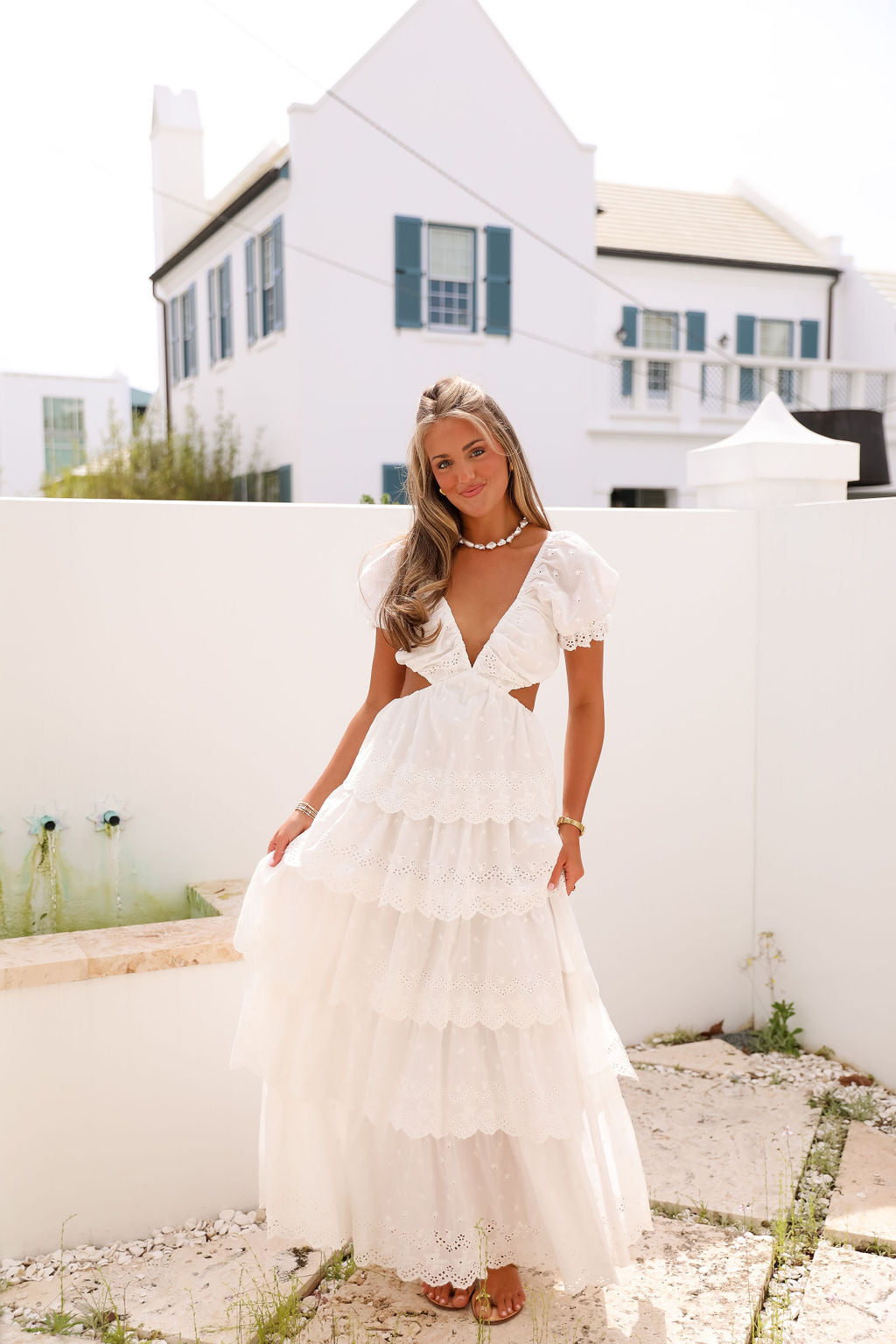 White Maxi Dress with Ruffles