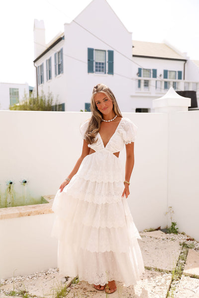 White Maxi Dress with Ruffles