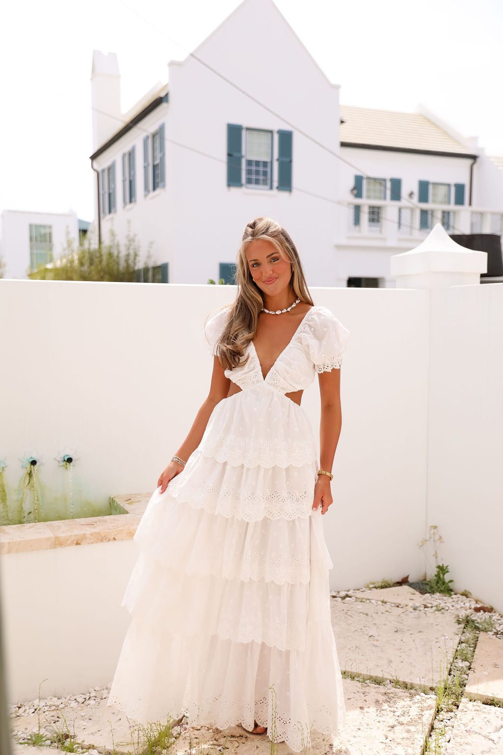 White Maxi Dress with Ruffles