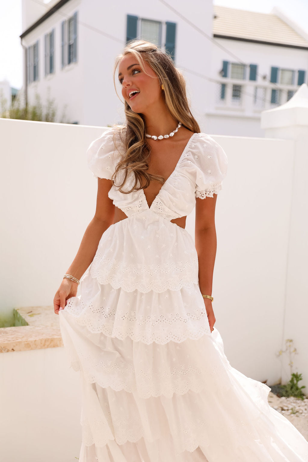 White Maxi Dress with Ruffles