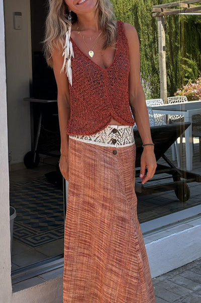 Malibu Knit V‑Neck Twist Loose Tank for Summer