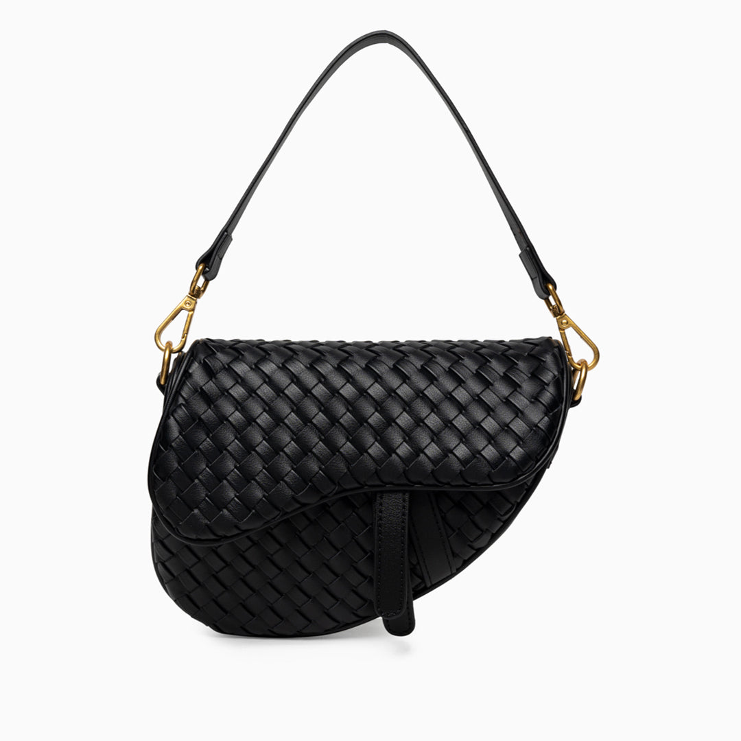 Madelyn Woven Saddle Bag – Luxury Leather Woven Shoulder Bag