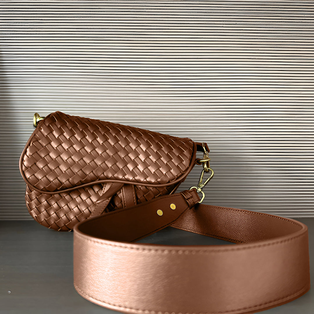 Madelyn Woven Saddle Bag – Luxury Leather Woven Shoulder Bag