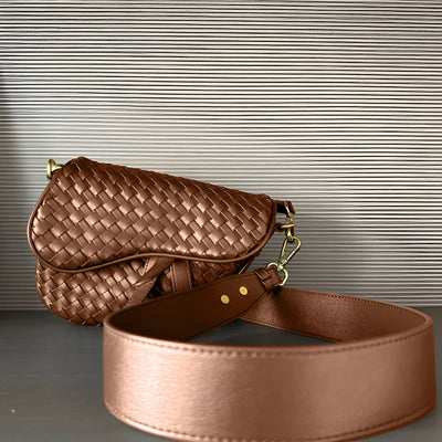 Madelyn Woven Saddle Bag – Luxury Leather Woven Shoulder Bag