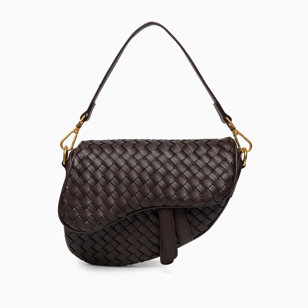 Madelyn Woven Saddle Bag – Luxury Leather Woven Shoulder Bag