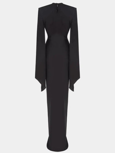 Elegant Gothic High Neck Maxi Dress with Dramatic Sleeves