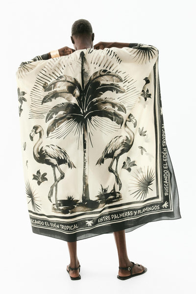 Oversized Flamingo Kaftan Maxi Dress: Lightweight, Breathable, Stylish, Loose-Fit Beachwear
