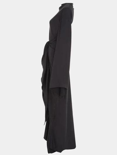 Elegant Gothic High Neck Maxi Dress with Dramatic Sleeves