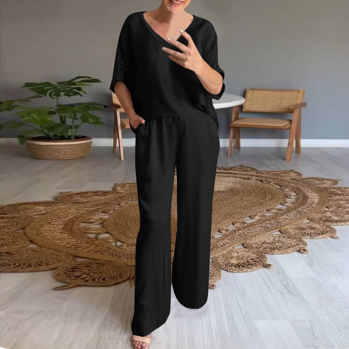 Elegant Two-Piece Satin Set