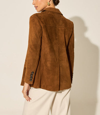Flair Vintage Camel Suede Women's Blazer with Classic Tailoring