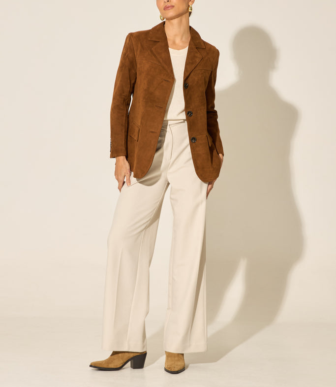 Flair Vintage Camel Suede Women's Blazer with Classic Tailoring