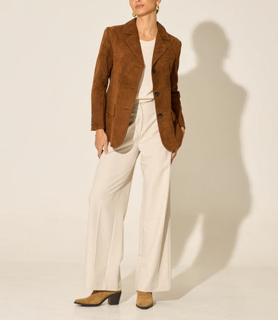 Flair Vintage Camel Suede Women's Blazer with Classic Tailoring