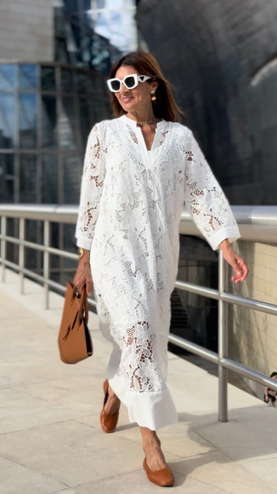 Elegant Lace Luana White Dress