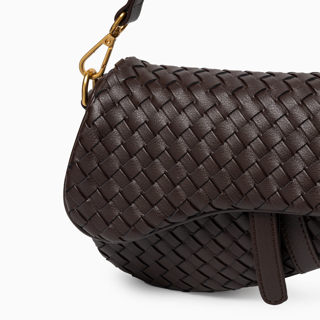 Madelyn Woven Saddle Bag – Luxury Leather Woven Shoulder Bag