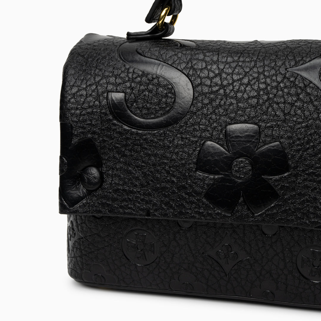 Hana Embossed Leather‑Look Crossbody Bag with Gold‑Tone Hardware