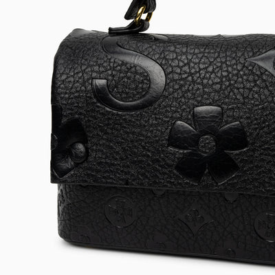 Hana Embossed Leather‑Look Crossbody Bag with Gold‑Tone Hardware