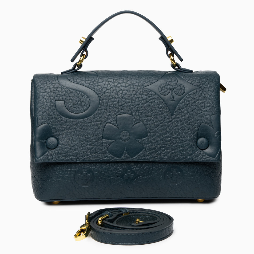 Hana Embossed Leather‑Look Crossbody Bag with Gold‑Tone Hardware