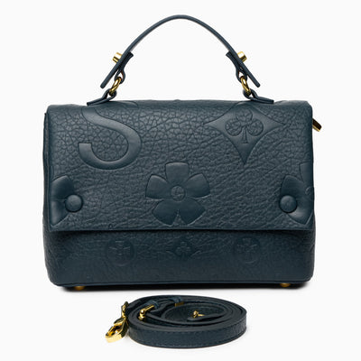 Hana Embossed Leather‑Look Crossbody Bag with Gold‑Tone Hardware