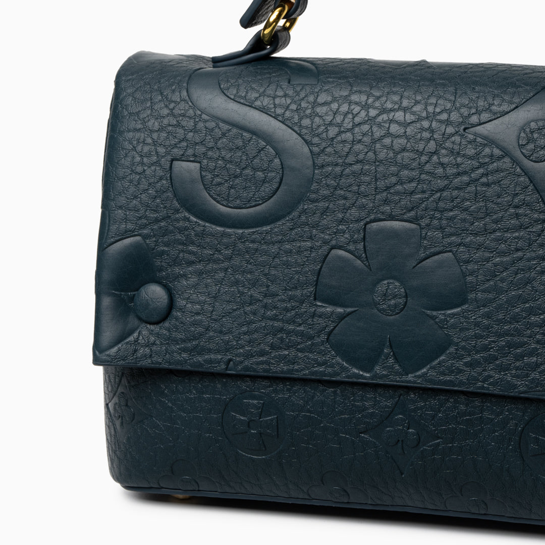 Hana Embossed Leather‑Look Crossbody Bag with Gold‑Tone Hardware