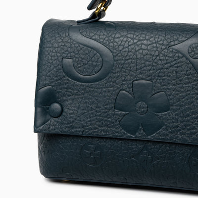 Hana Embossed Leather‑Look Crossbody Bag with Gold‑Tone Hardware