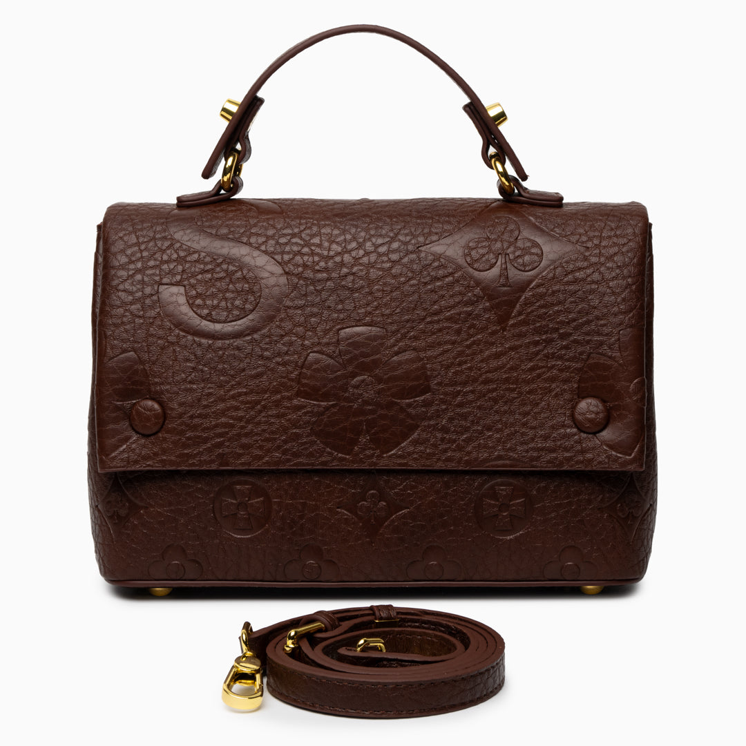 Hana Embossed Leather‑Look Crossbody Bag with Gold‑Tone Hardware