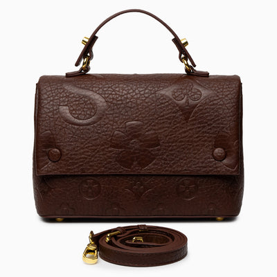 Hana Embossed Leather‑Look Crossbody Bag with Gold‑Tone Hardware