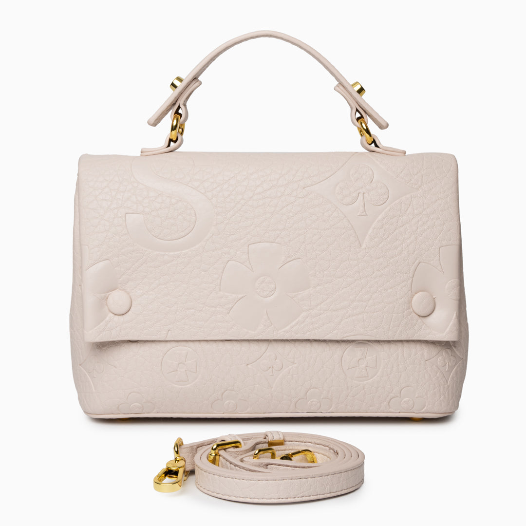 Hana Embossed Leather‑Look Crossbody Bag with Gold‑Tone Hardware