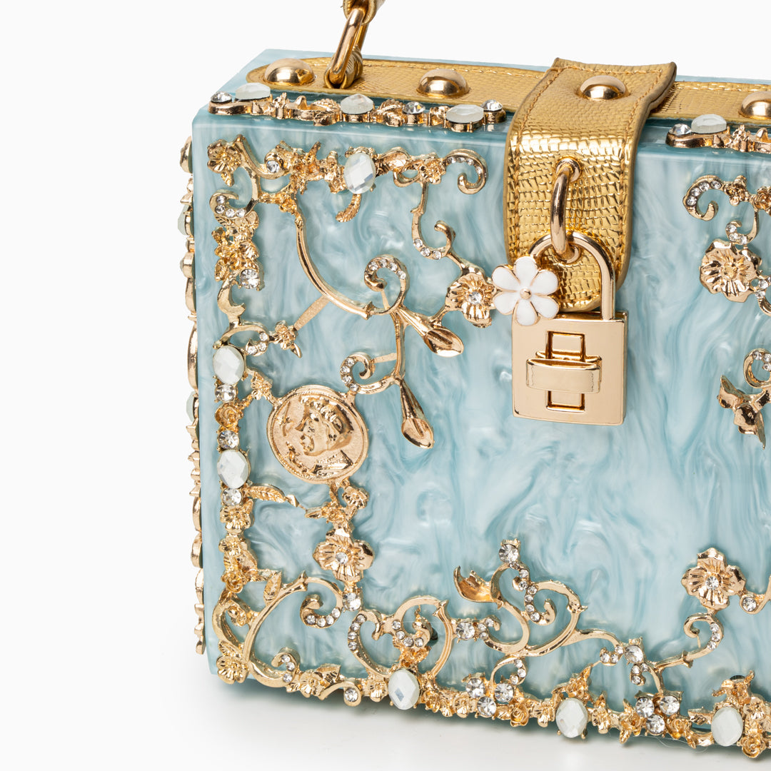 Elegant Acrylic Box Handbag White