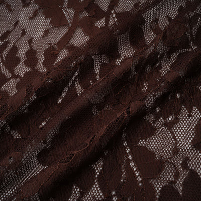 Elegant Sylvie Brown Chantilly Lace Flared Midi Dress