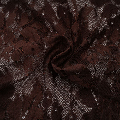 Elegant Sylvie Brown Chantilly Lace Flared Midi Dress