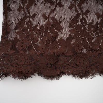 Elegant Sylvie Brown Chantilly Lace Flared Midi Dress