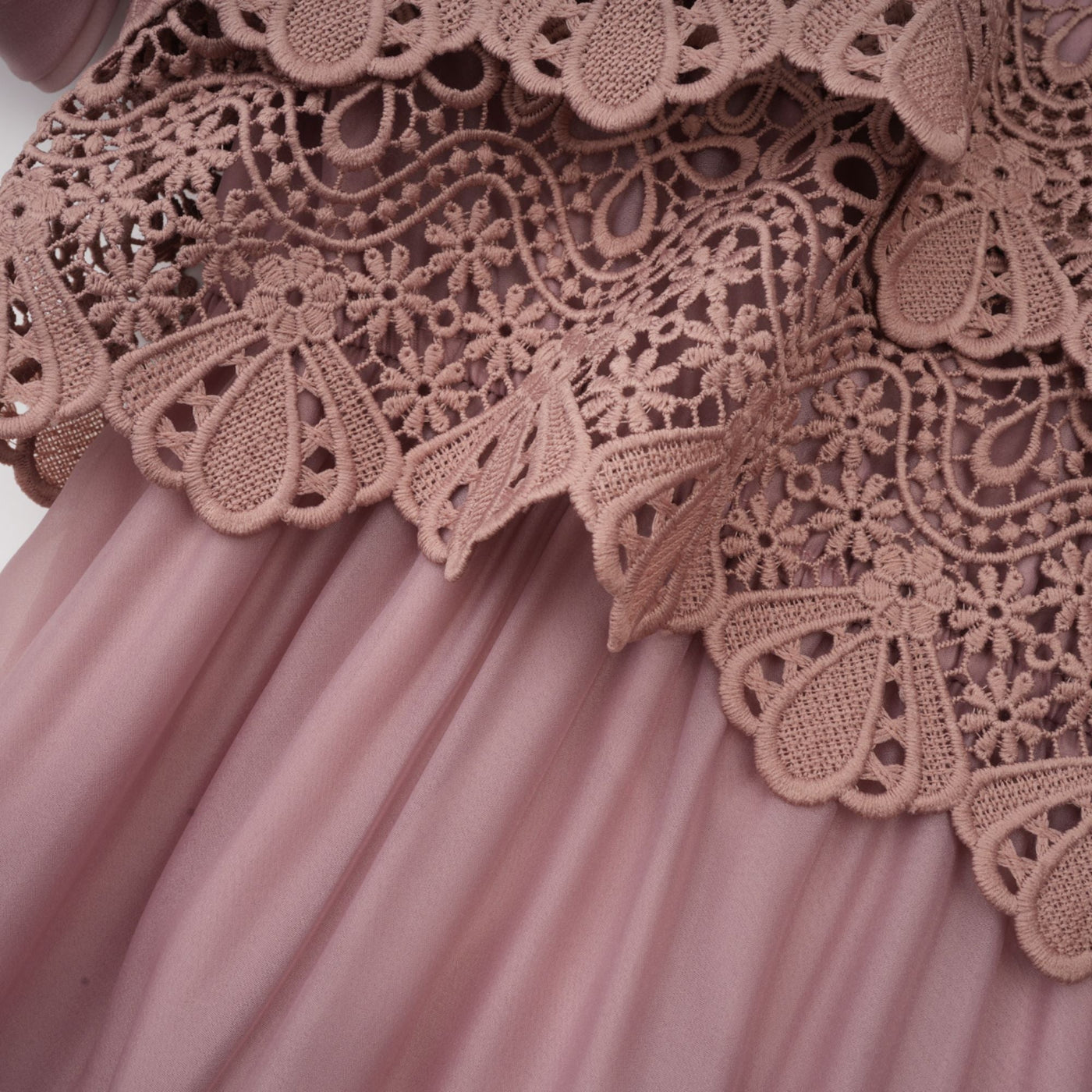 Verza Pink Puff Sleeve Lace Midi Dress with Belt