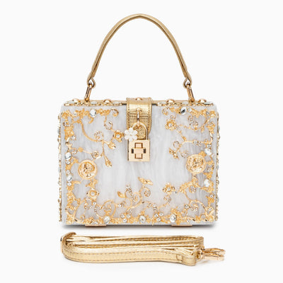 Elegant Acrylic Box Handbag White