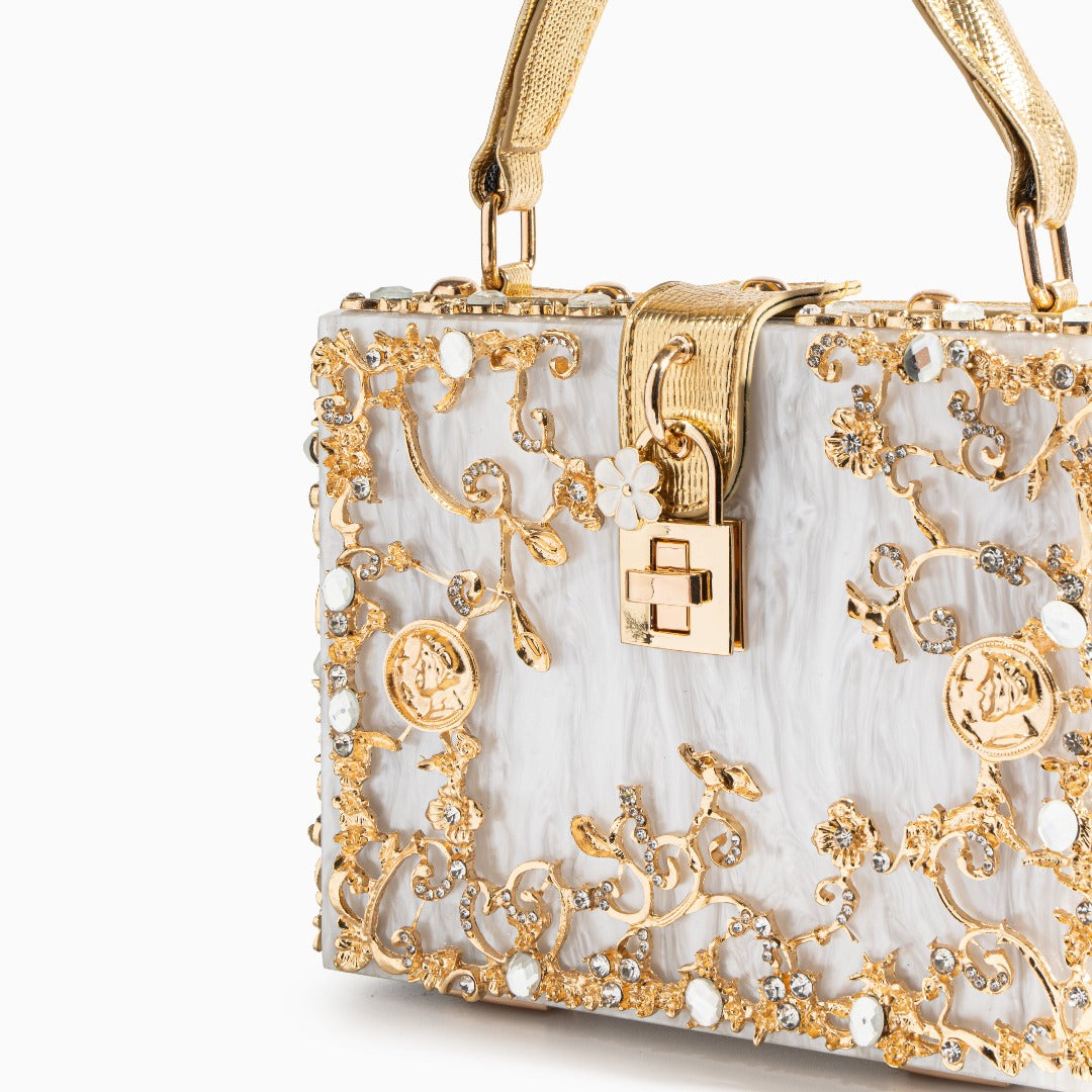Elegant Acrylic Box Handbag White