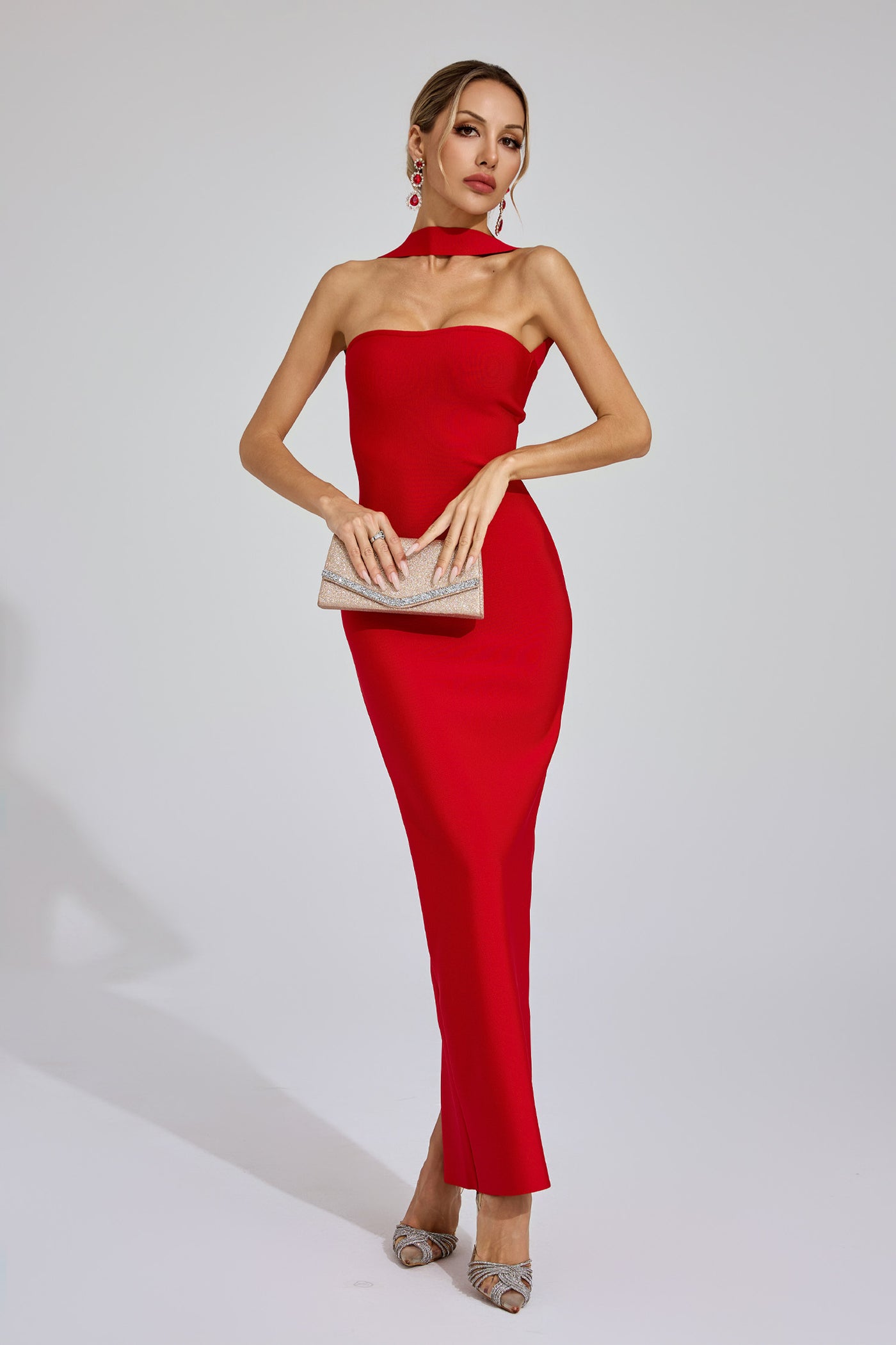 Red Off Shoulder Bandage