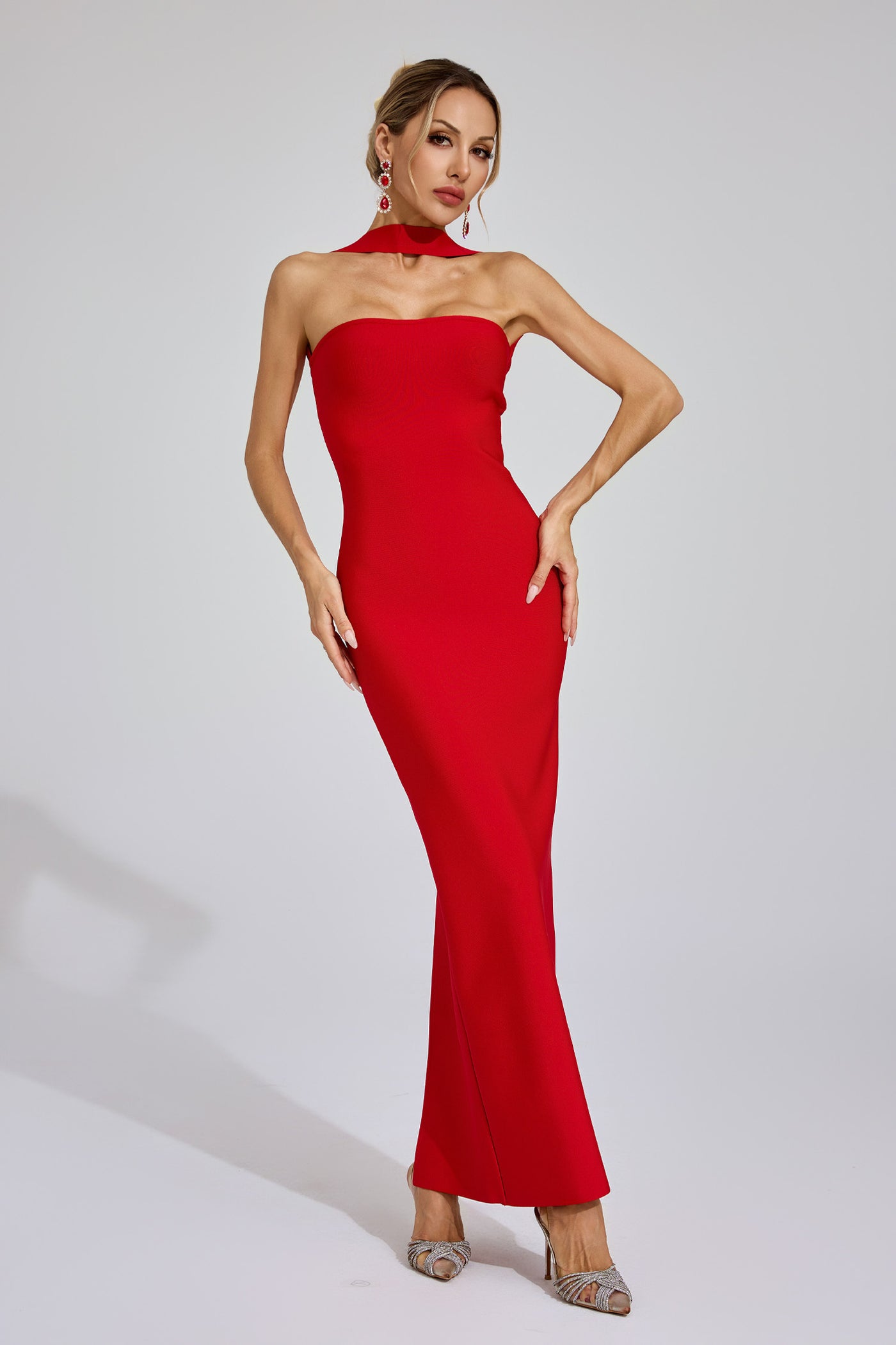 Red Off Shoulder Bandage