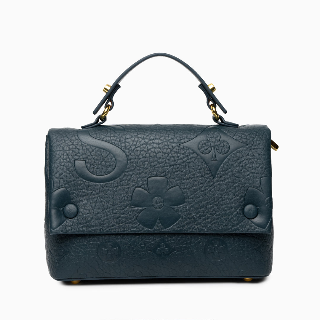 Hana Embossed Leather‑Look Crossbody Bag with Gold‑Tone Hardware