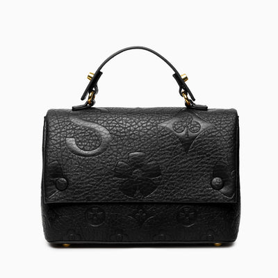 Hana Embossed Leather‑Look Crossbody Bag with Gold‑Tone Hardware