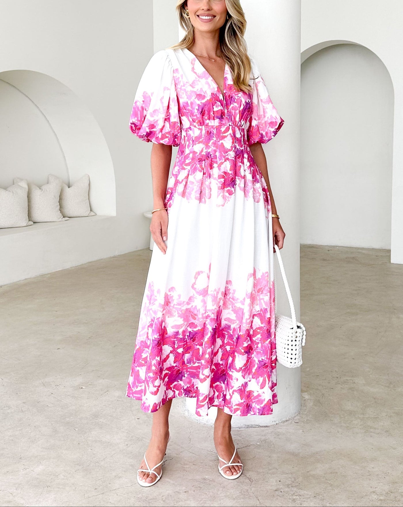 Pink Floral Maxi Dress
