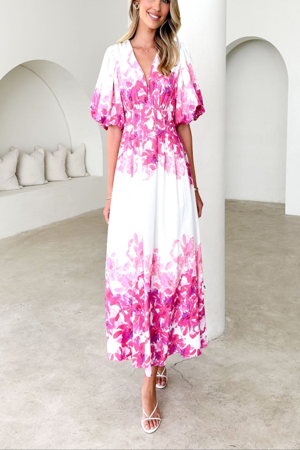 Pink Floral Maxi Dress