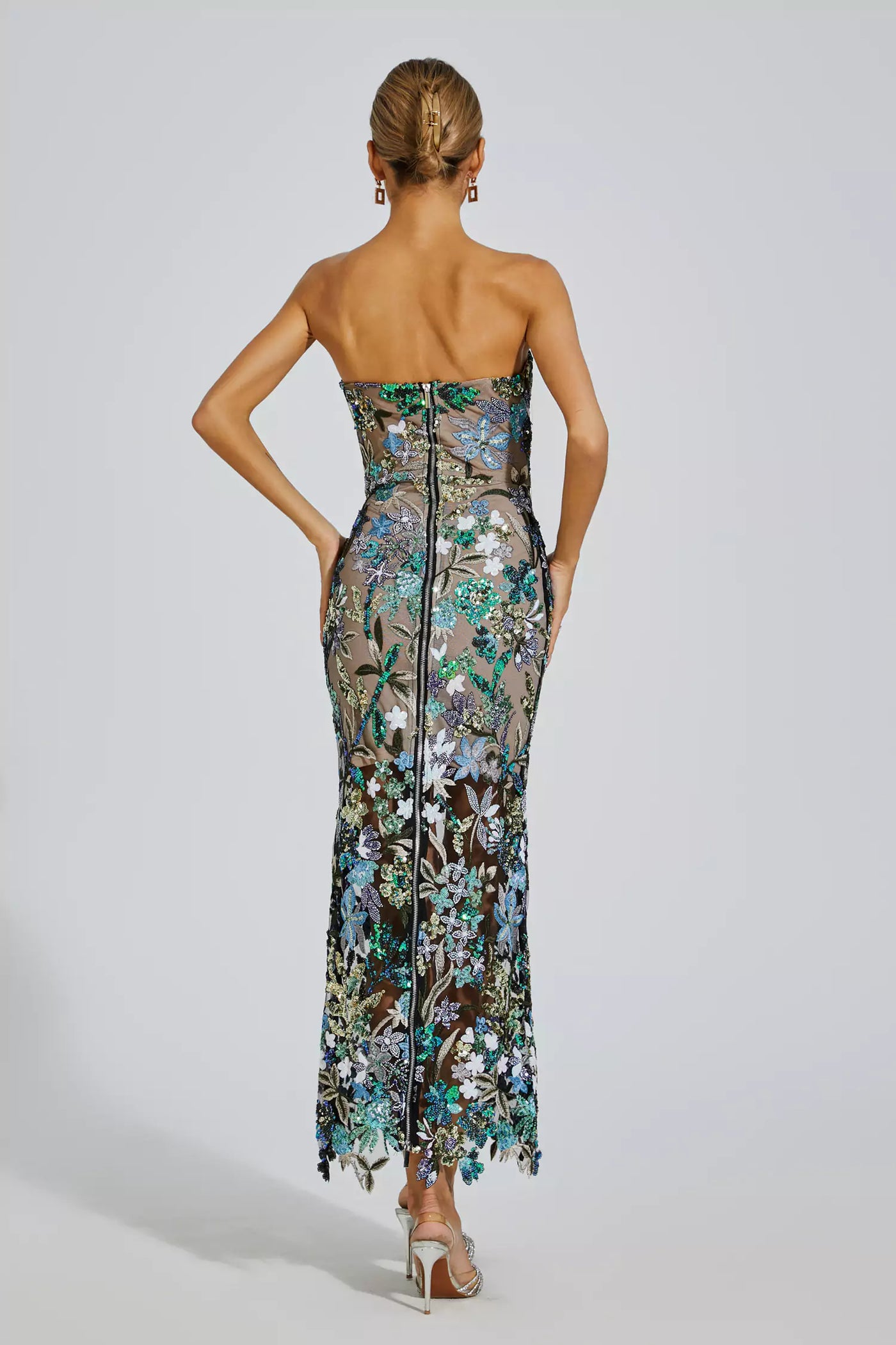 Leanna Blue Embroidered Maxi Dress