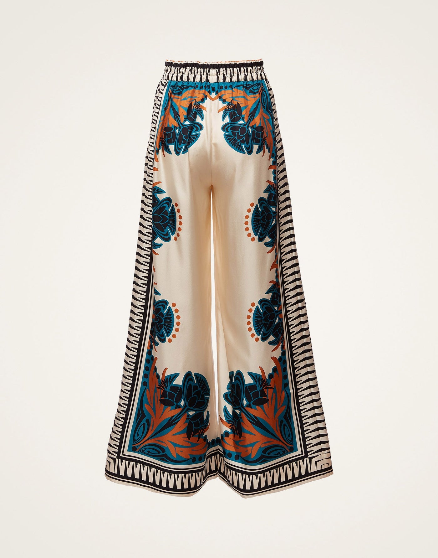 Florence Placee Silk Twill Palazzo Pants: Wide-Leg Flowy Comfort for Women