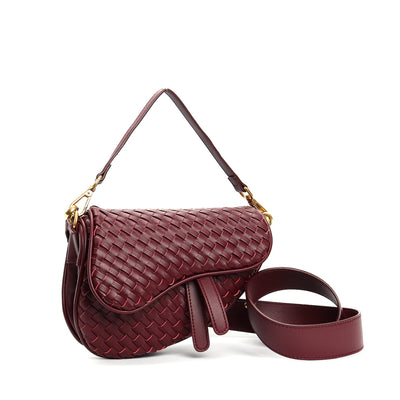 Madelyn Woven Saddle Bag – Luxury Leather Woven Shoulder Bag