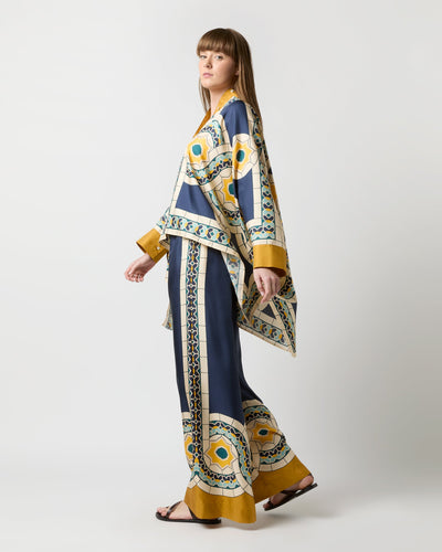 La DoubleJ Foulard Shirt Blue Mudejar Placee Silk Twill