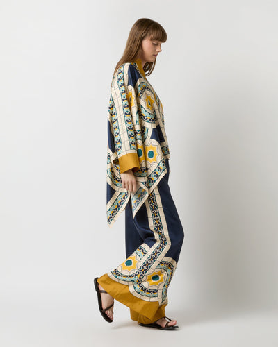 La DoubleJ Foulard Shirt Blue Mudejar Placee Silk Twill