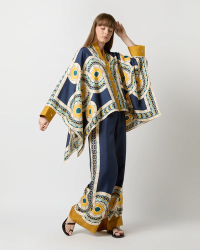 La DoubleJ Foulard Shirt Blue Mudejar Placee Silk Twill
